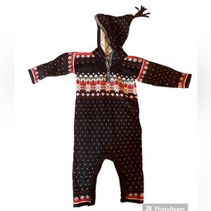 Hanna Andersson Cotton Sweater onesie with hood 12-18 months